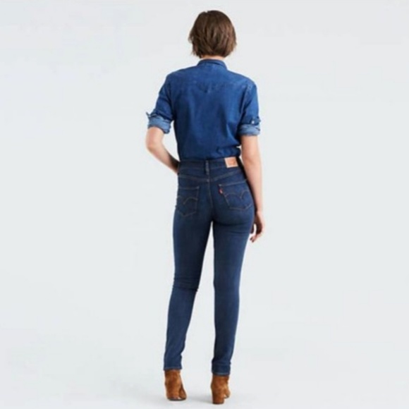 Levi's 721 High-Rise Skinny Denim Blue Jeans - Picture 3 of 8